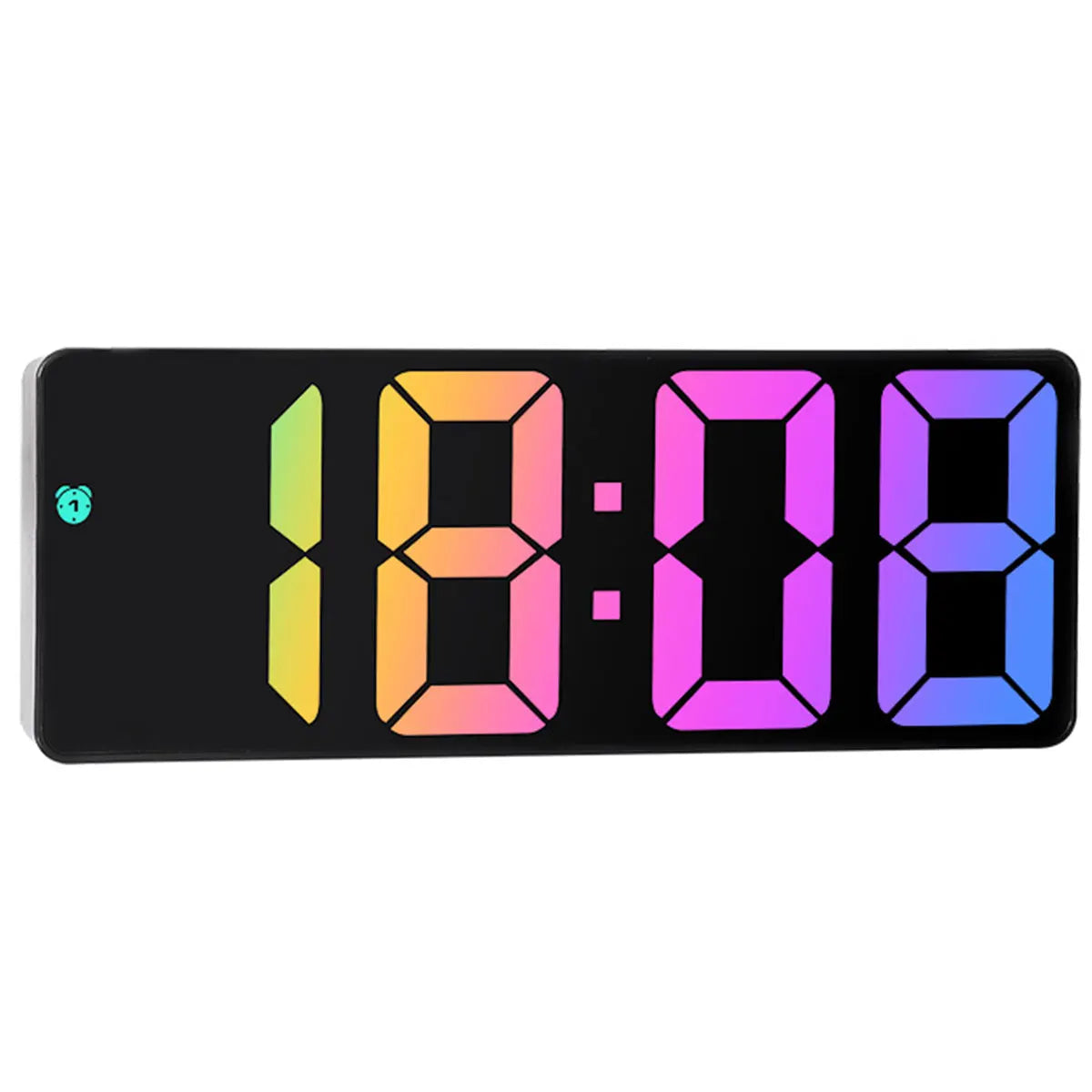 Digital alarm clock, color LED, electronic clock, USB/battery powered 3 adjustable brightness, 5 mode voice control reusable