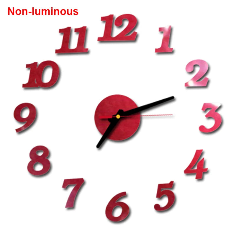 Wall Clock Modern Design Luminous Frameless Wall Clocks DIY Digital Clock Wall Stickers Silent Quartz Watch Home Decor Decal HOT