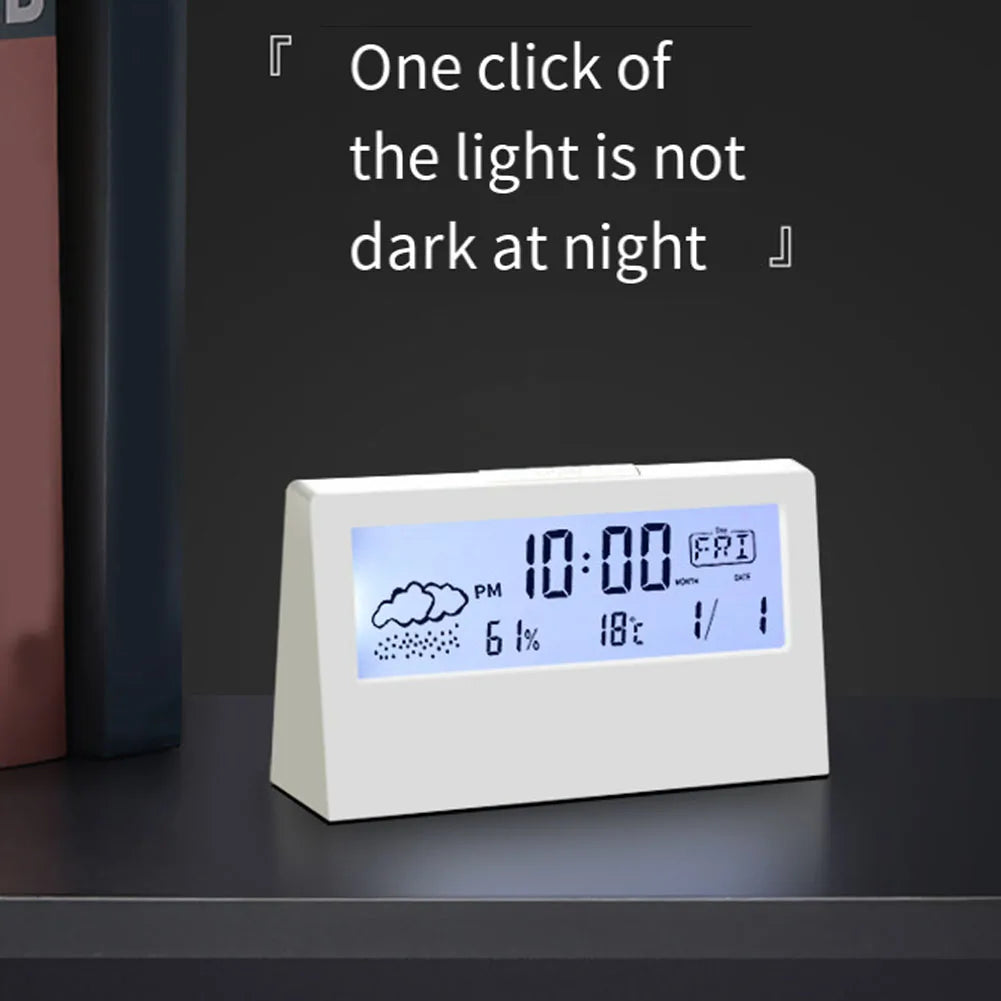 Thermo-Hygrometer Clock Creative Weather Display Electronic Alarm CLock Desktop Table Decor For Living Room Bedroom