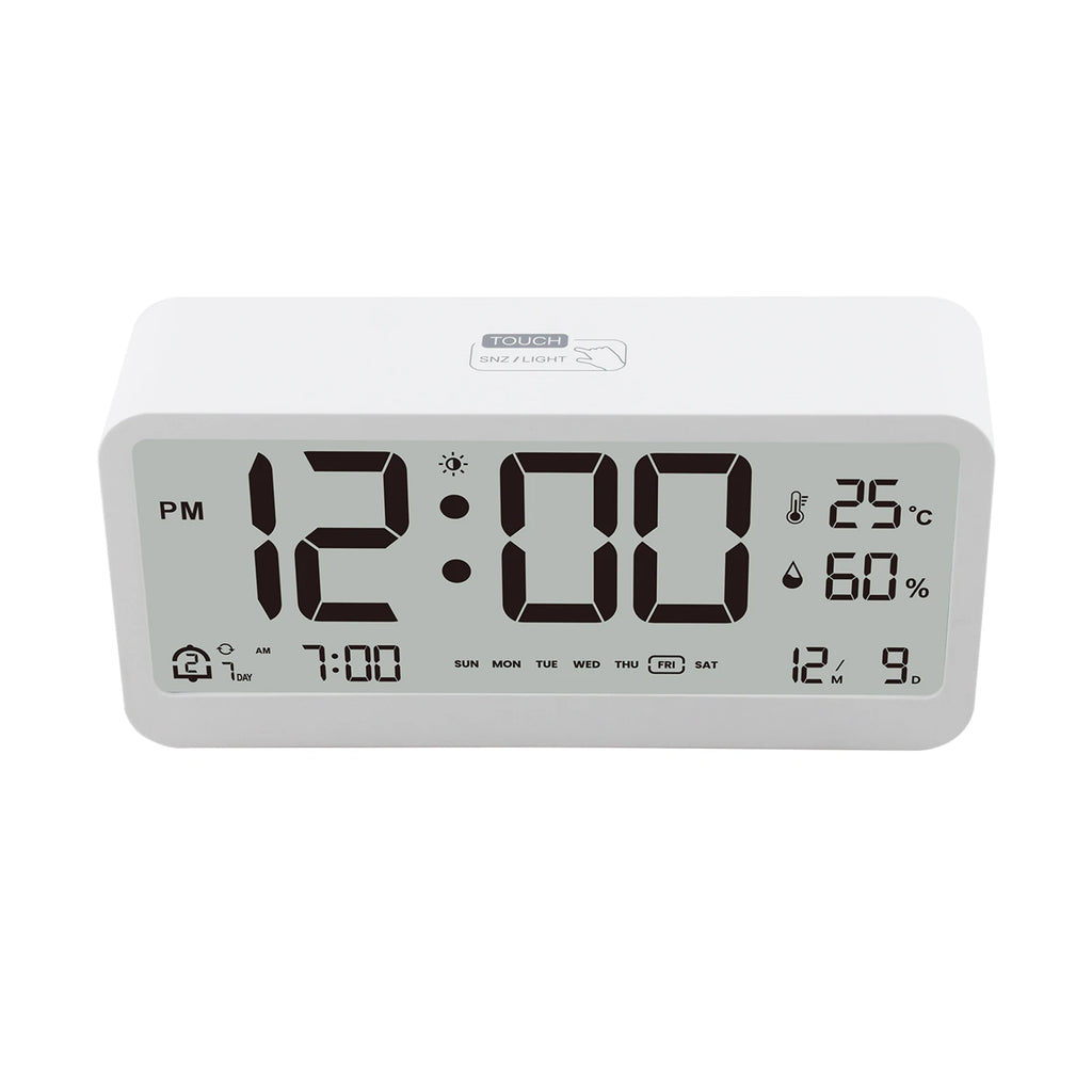 8001-EN Multifunctional Digital Clock LED Brightness Adjustable Temperature Humidity Displaying Alarm Clock with Dual  Modes
