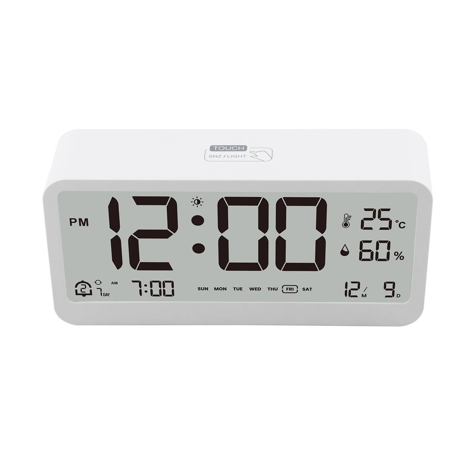 8001-EN Multifunctional Digital Clock LED Brightness Adjustable Temperature Humidity Displaying Alarm Clock with Dual  Modes