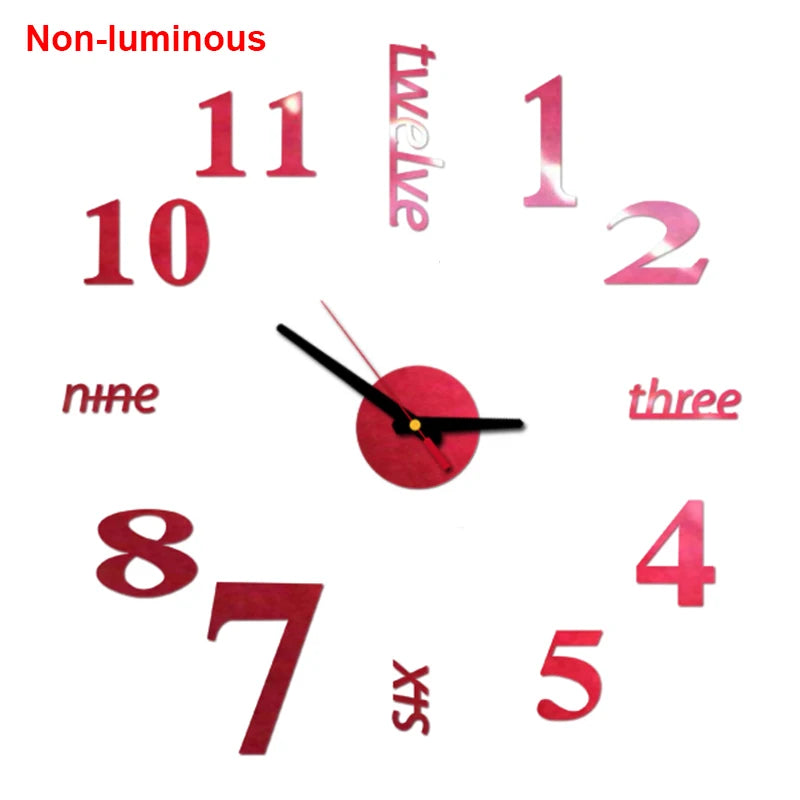Wall Clock Modern Design Luminous Frameless Wall Clocks DIY Digital Clock Wall Stickers Silent Quartz Watch Home Decor Decal HOT