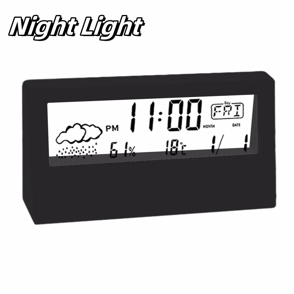 Thermo-Hygrometer Clock Creative Weather Display Electronic Alarm CLock Desktop Table Decor For Living Room Bedroom