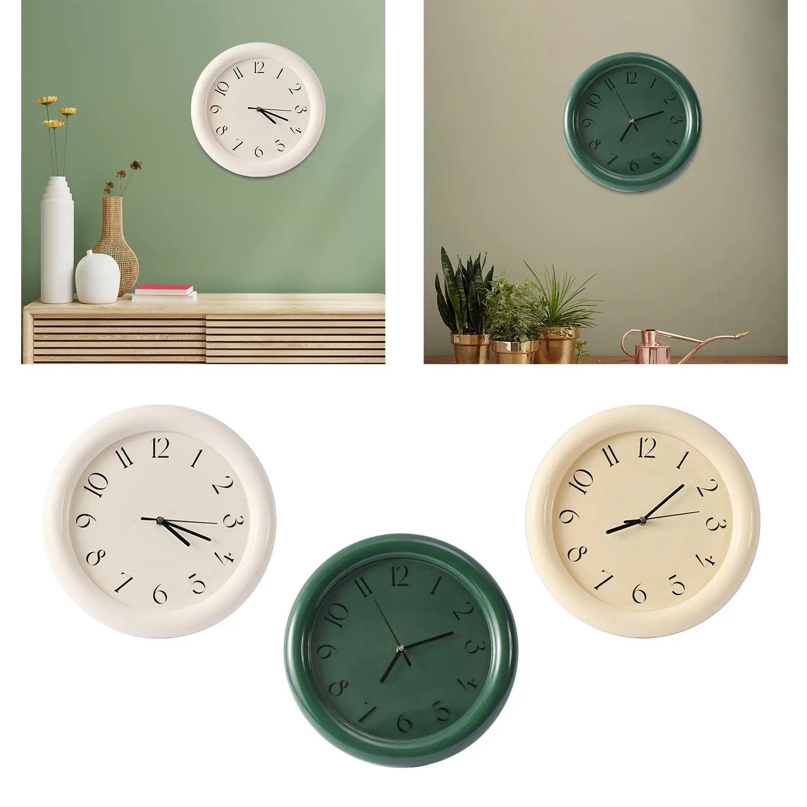 Wall Clock Non Ticking Rustic Modern Decorative Clock Round Time Clock Small Clock for Bathroom Office Bedroom Study Home