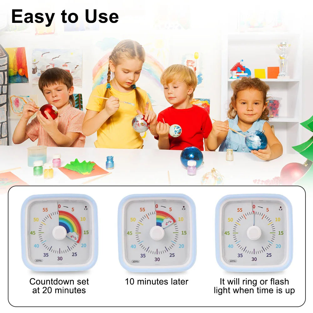 Alarm Clock Cute Cartoon Decorative Time Management Tool Kids Children Reminder Visual Timer Countdown Timer 60 Minutes