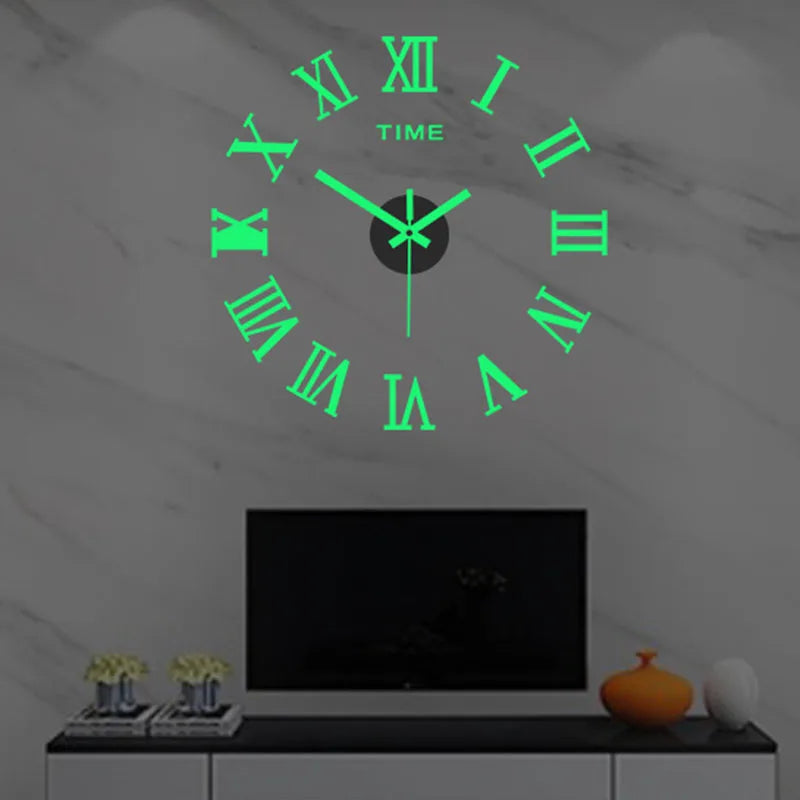 Wall Clock Modern Design Luminous Frameless Wall Clocks DIY Digital Clock Wall Stickers Silent Quartz Watch Home Decor Decal HOT