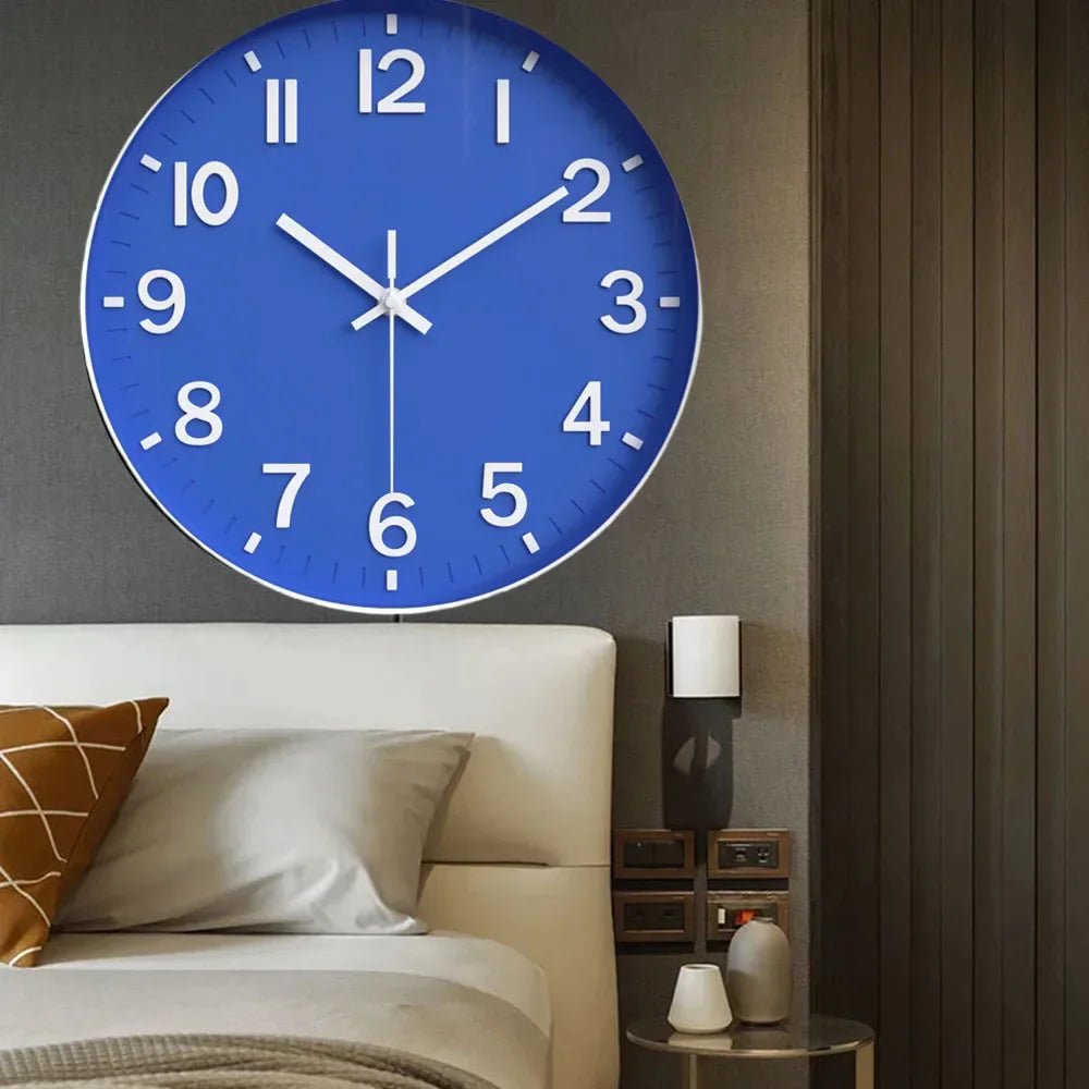 12 Inch Wall Clock Silent Non Ticking Quartz Battery Operated Round Clock Bedroom Office Home Decoration (Battery Not Included)