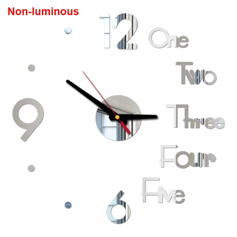 Wall Clock Modern Design Luminous Frameless Wall Clocks DIY Digital Clock Wall Stickers Silent Quartz Watch Home Decor Decal HOT